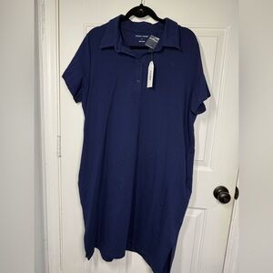 Universal Standard Varsity French Terry Navy Blue Polo Dress